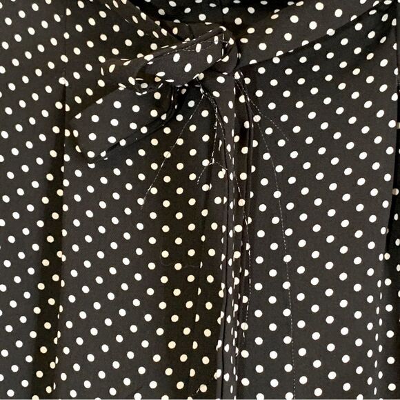 Adrienne Vittadini Wide Leg Cropped Pants Blk/Wht Polka Dots Pull On Sz Medium - Picture 3 of 5